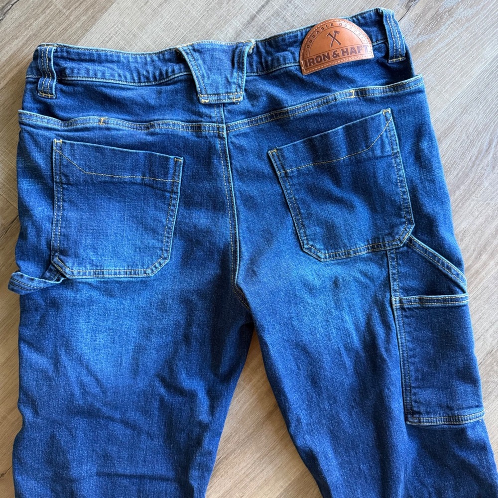 Iron & Haft Relaxed Fit Carpenter Jeans Mens 30x32 Medium Wash Blue IHRFJ